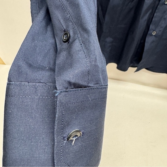 YVES SAINT LAURENT MENS DRESS SHIRT size 17 navy blue - Picture 10 of 11